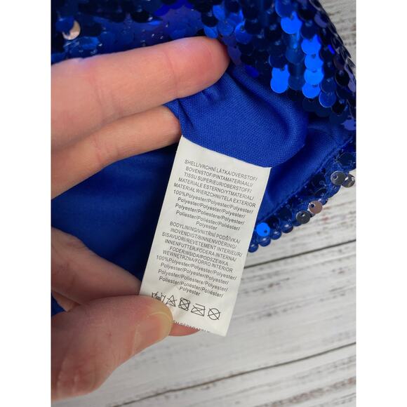 Collective the Label Cobalt Blue Full Sequin Cropped Tank Top ASOS Party 12 - Picture 5 of 10